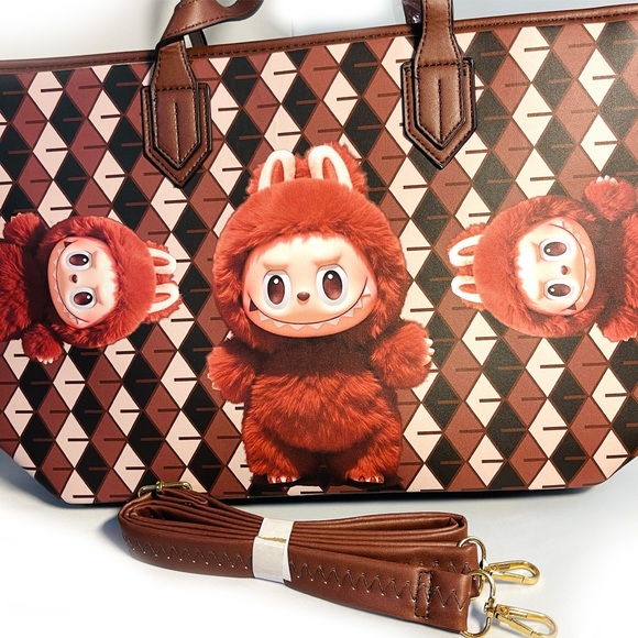 Labubu Monsters Character Tote Bag with Strap - Faux Leather - Picture 2 of 9